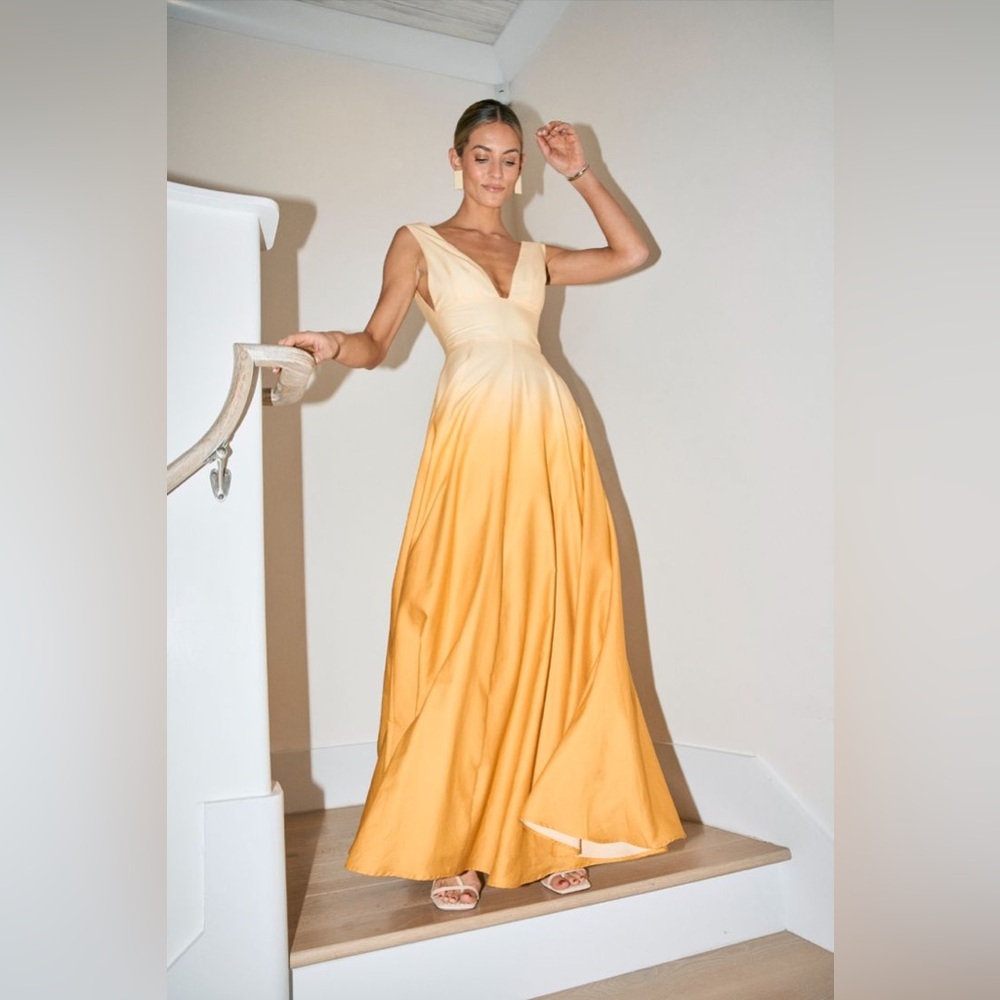 M.G. Style Cotton Ombré Deep-V Dress